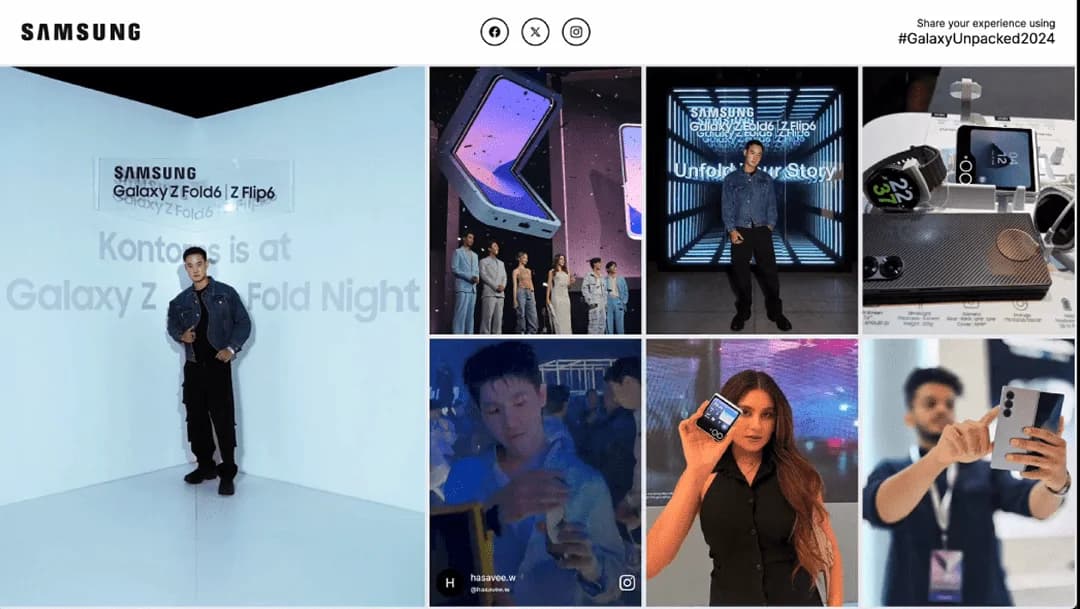 Social wall display at a Corporate Event using the Grid Focus layout