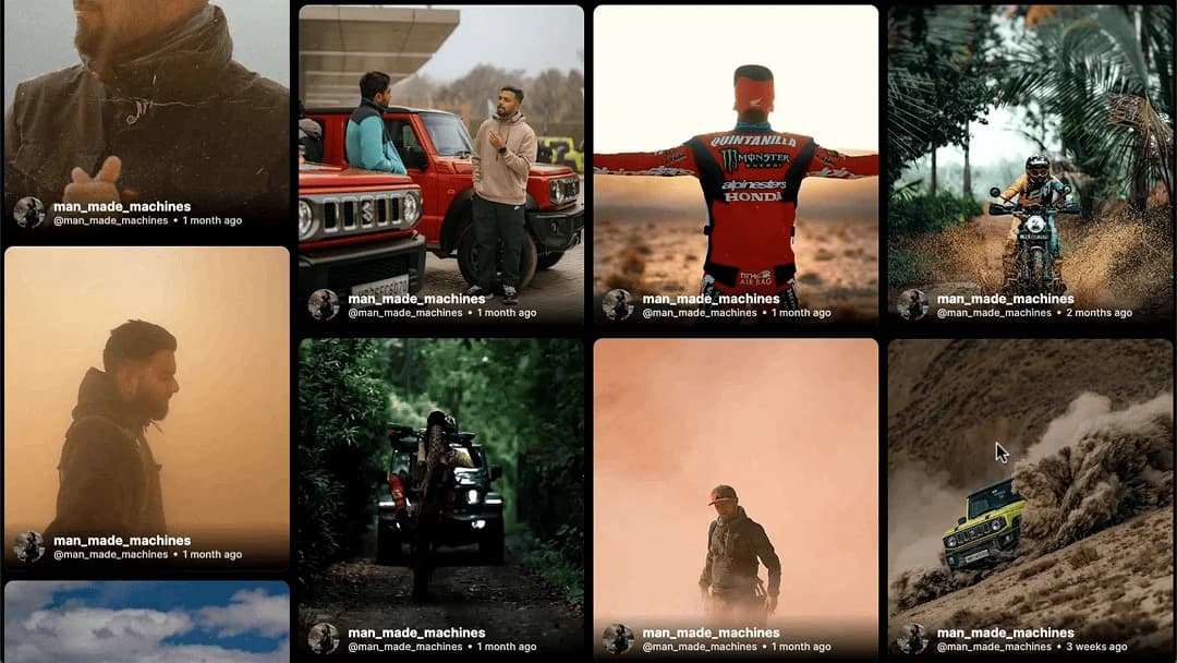 Social wall display at an Extreme Sports event using the Grid Reels layout