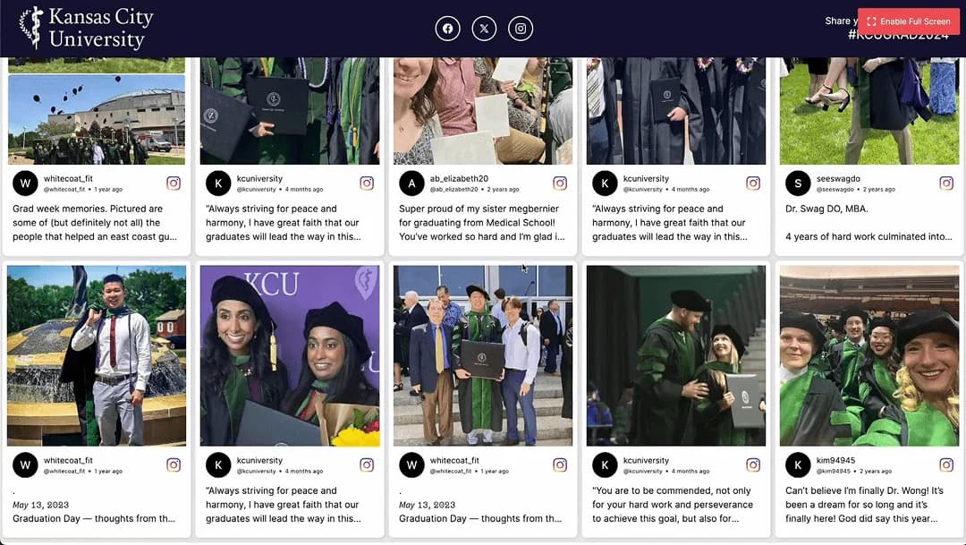 Social wall display at a Ceremonial Event using the Grid Square layout
