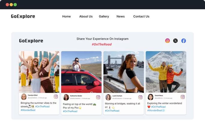social wall on website