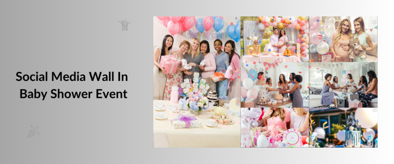 social media wall in baby shower event