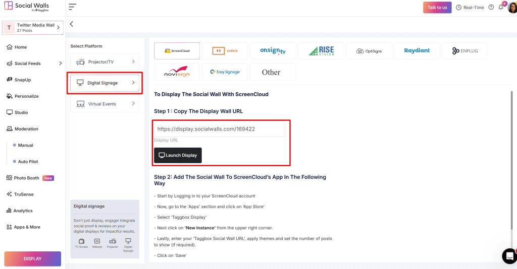 display twitter feed on digital Signage