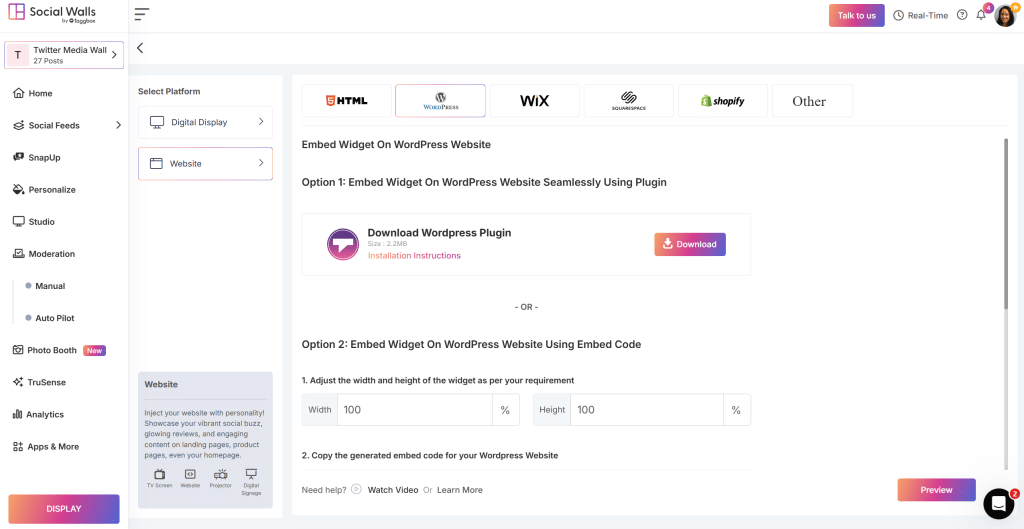 Display on WordPress