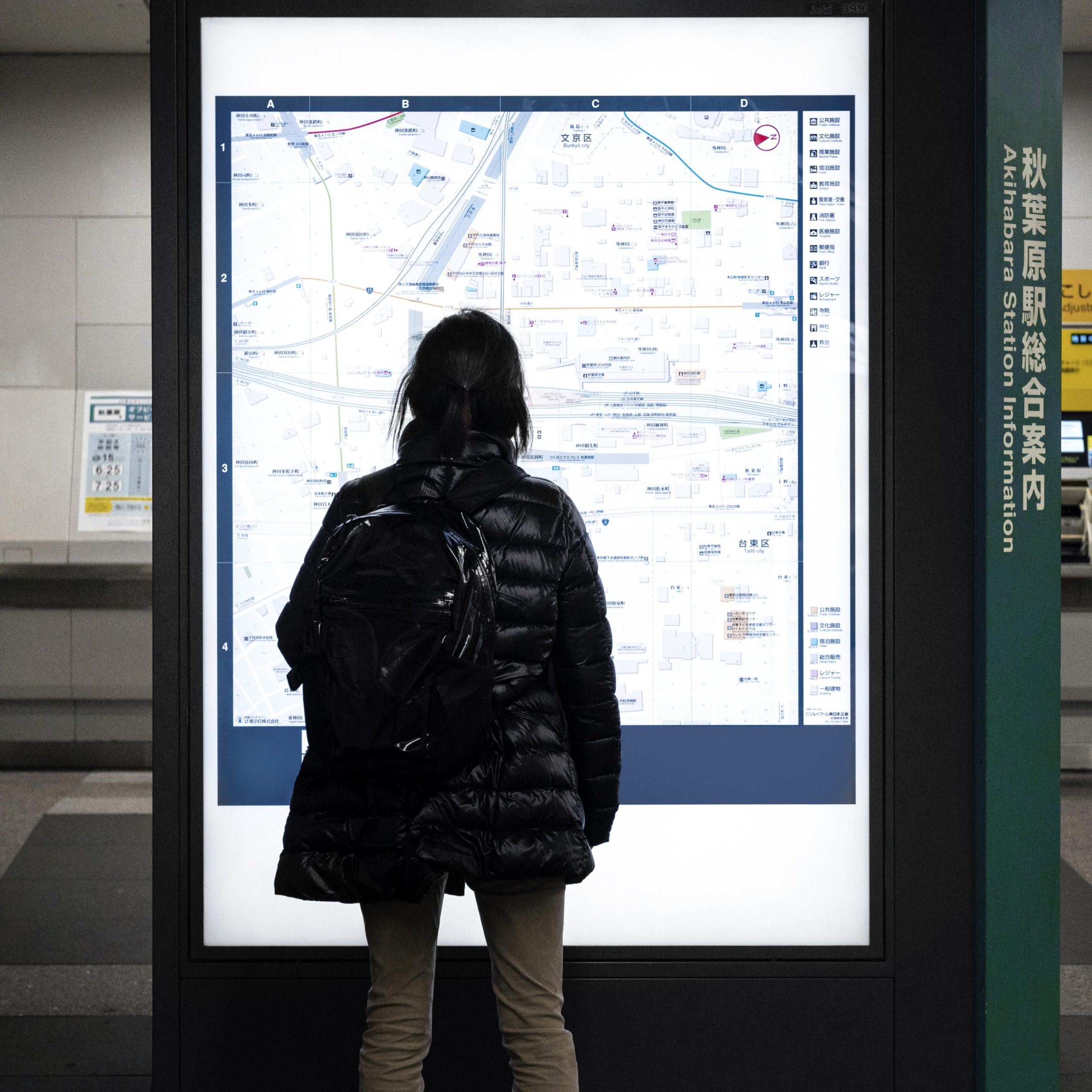 Signage with a map or directions