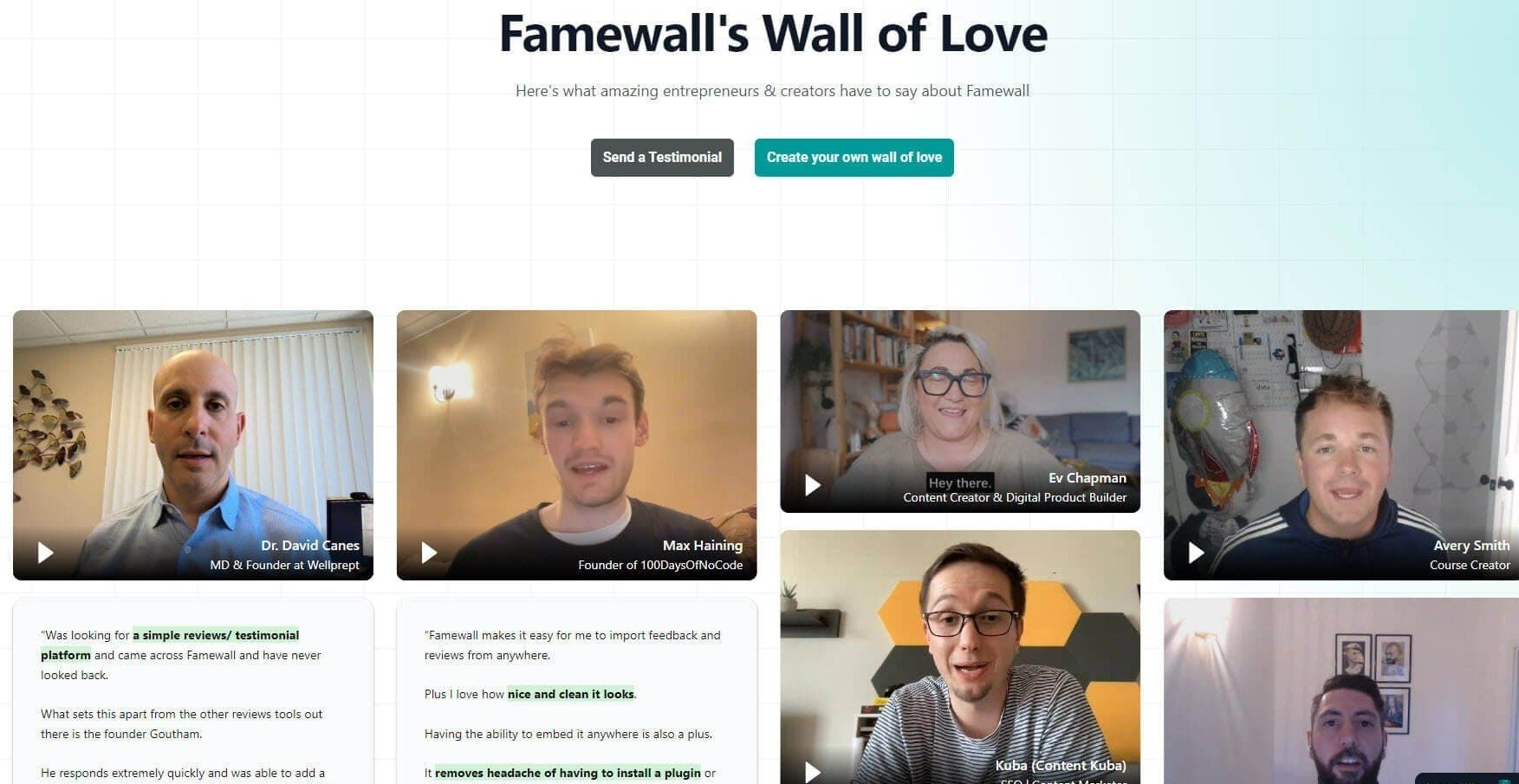 FameWall Wall of Love