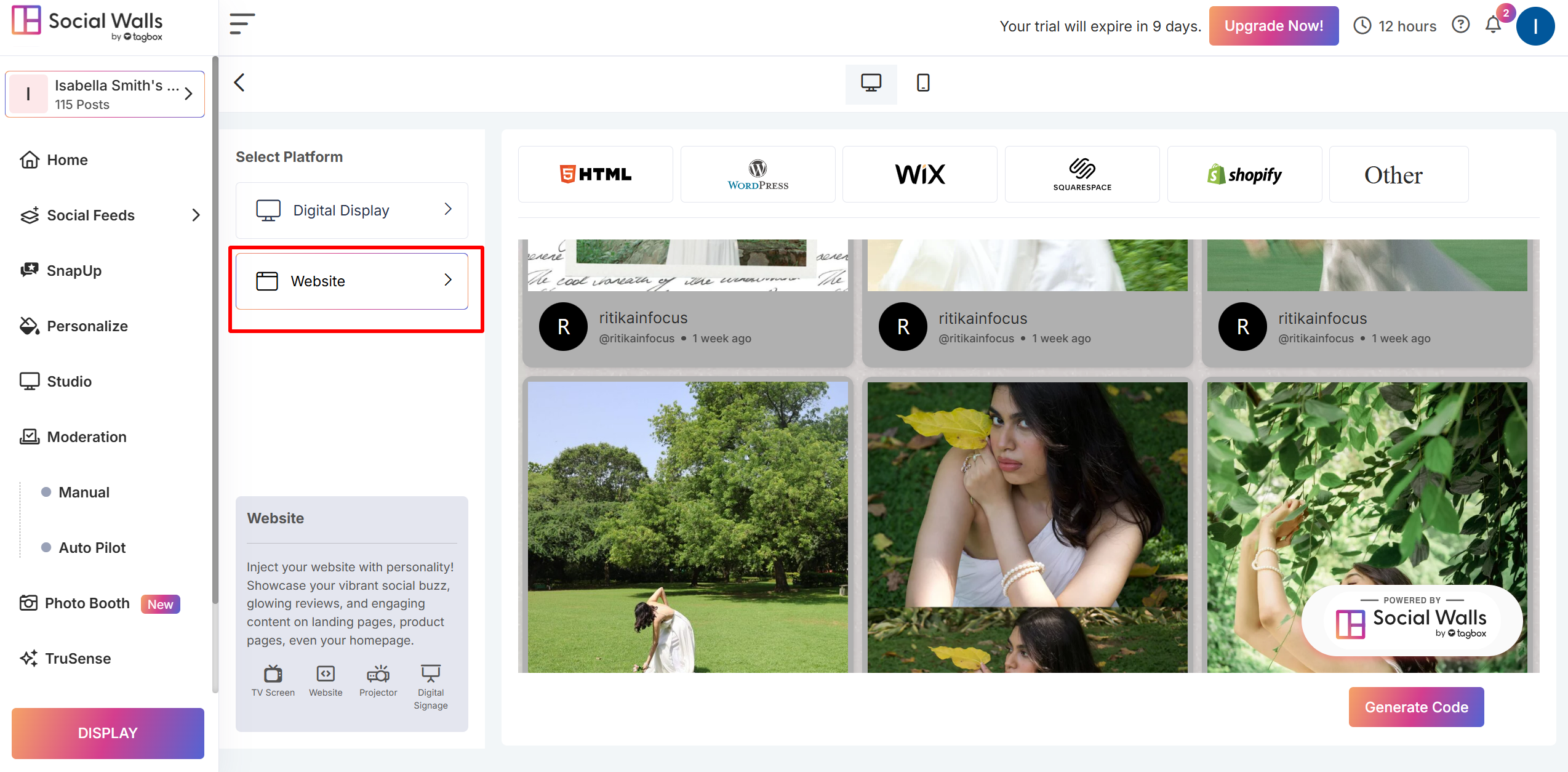 Display on Website