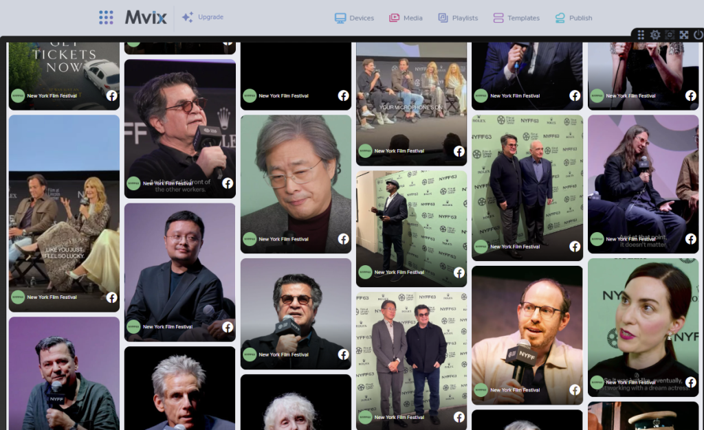 facebook wall on mvix screen