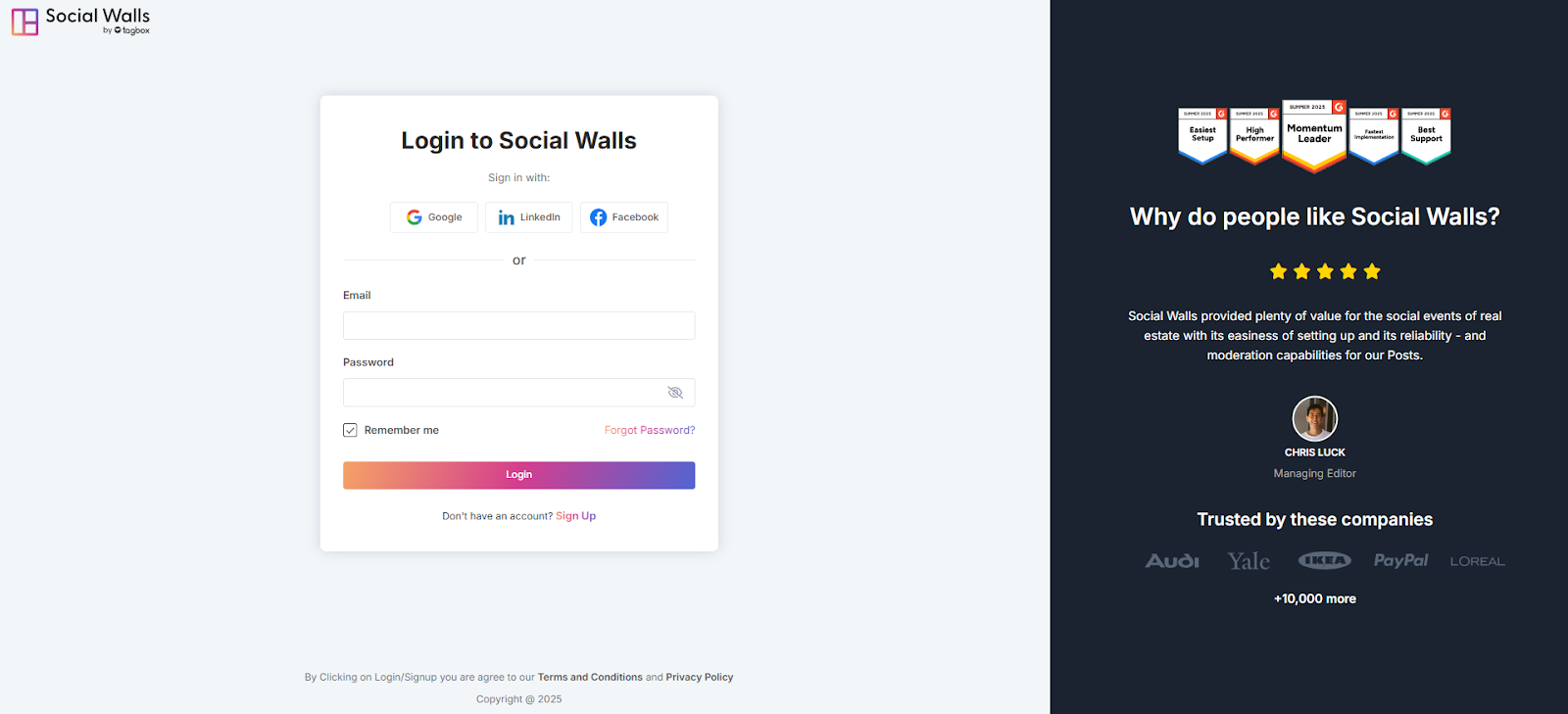 socisl walls login account