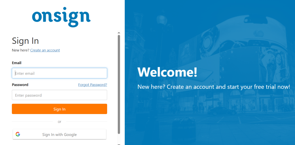 onsign.tv login account