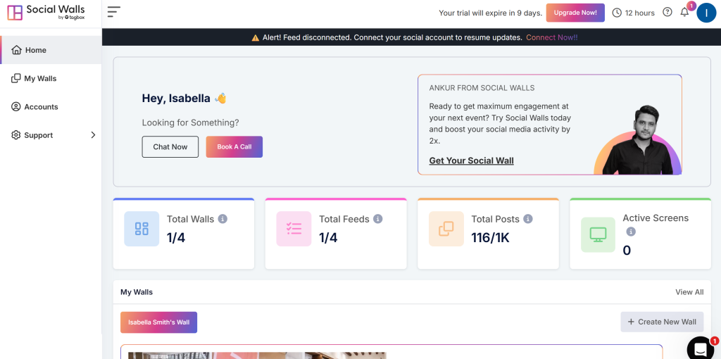 social walls dashboard