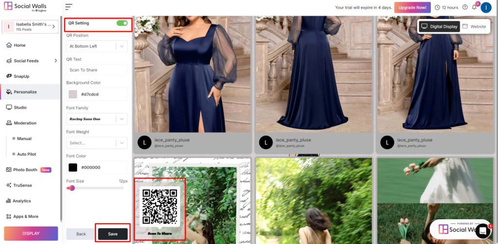 Display QR code