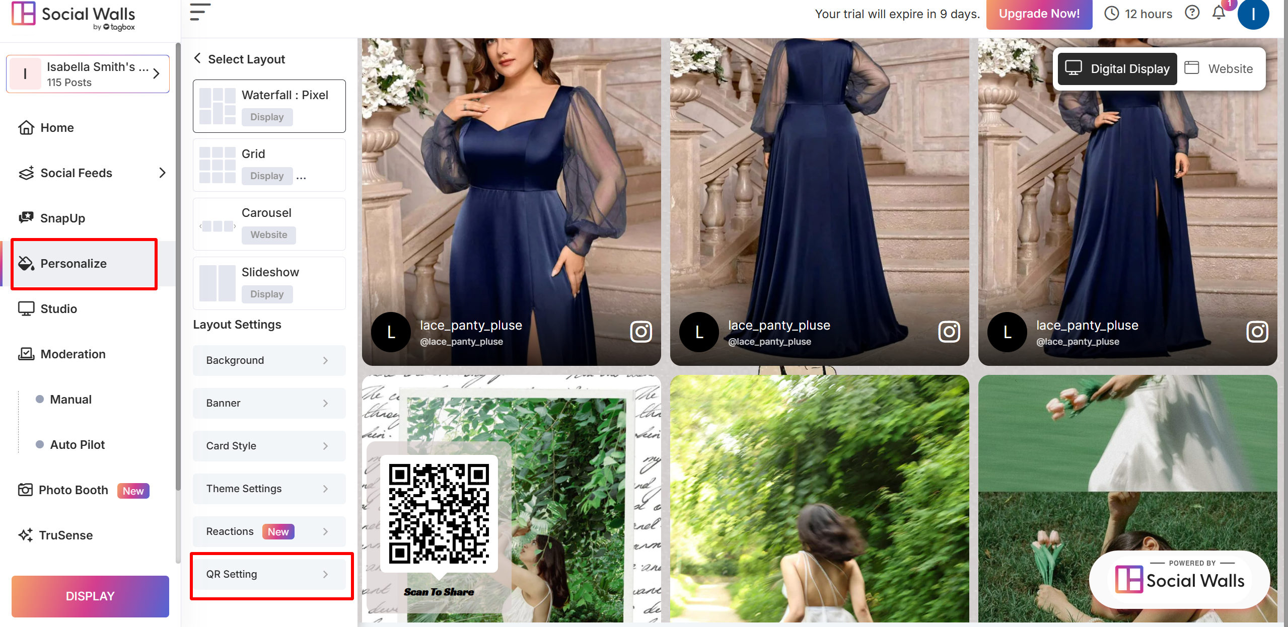 Click on Personalize Option