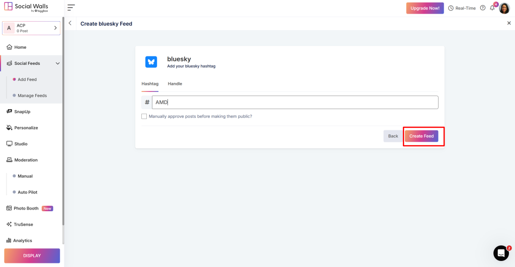 Enter Hashtag & Create Feed