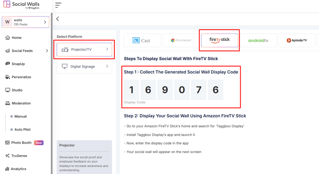 social wall display code