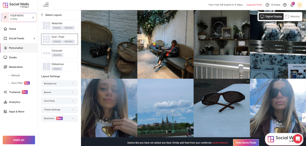 Social wall display