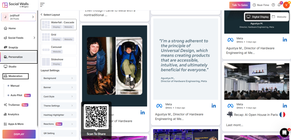 social wall moderation feature