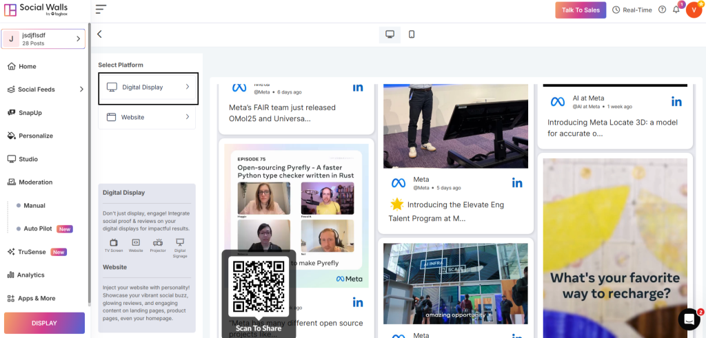 display linkedIn feed